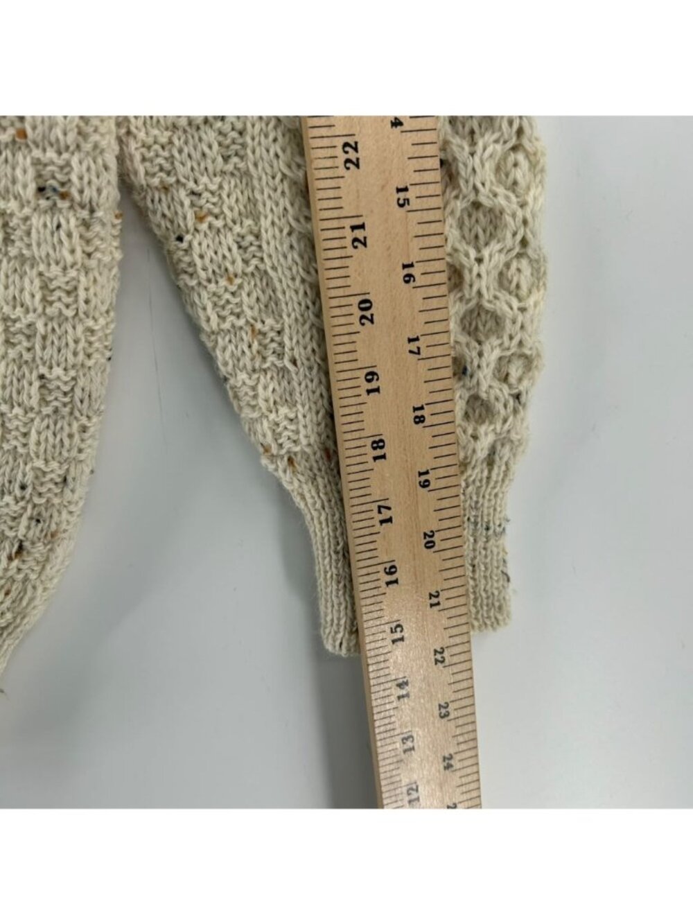 Aran Sweater Market Women's L Cream 100% Wool Crew Fisherman Chunky Cable Knit - Picture 5 of 14